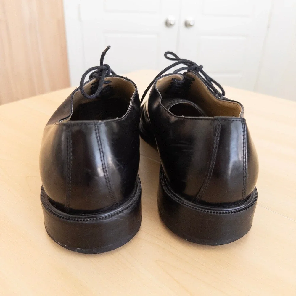 Stacy Adams Mens Oxford Shoes 11M Black Leather Cap Toe Lace Up Classic Formal